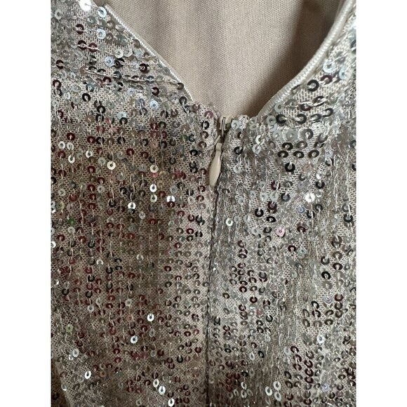 Lulu’s Evenings Of Elegance Dress Medium Champagne Sequin Lace-Up Slit NWT - Picture 9 of 13